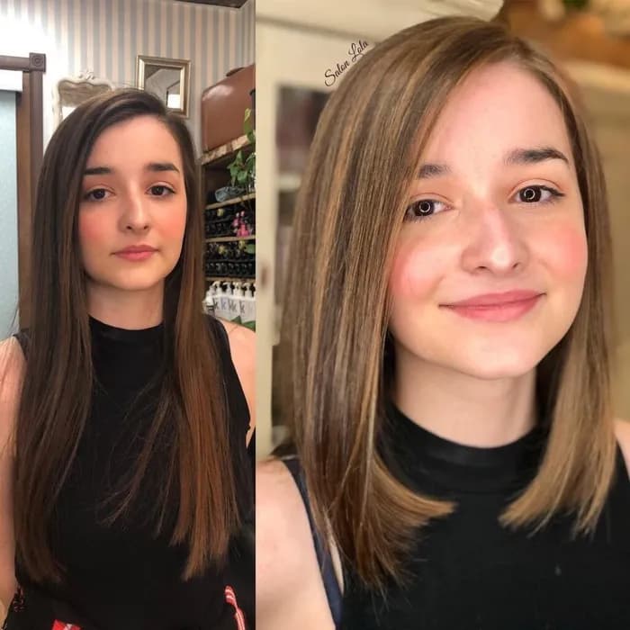 Before and after of a fresh haircut and style
