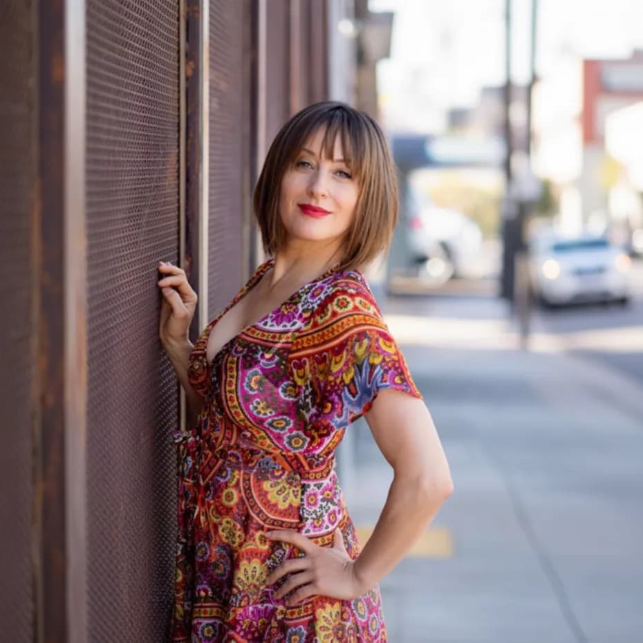 Marilo Butron, master stylist and French balayage expert, outside her salon