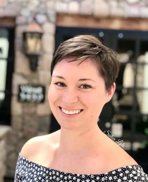 Short pixie cut styled at Salon Lola